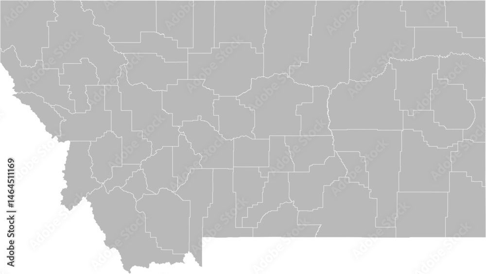 Obraz premium Montana vector map with county boundaries (Web Mercator projection, PPT-compatible & fully editable)