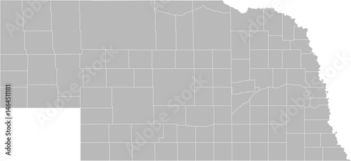 Nebraska vector map with county boundaries (Web Mercator projection, PPT-compatible & fully editable)