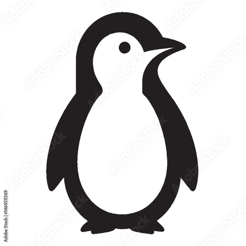 Simple Penguin Silhouette on Plain Background