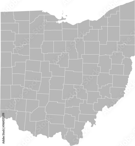 Ohio vector map with county boundaries (Web Mercator projection, PPT-compatible & fully editable)