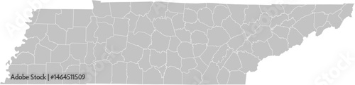 Tennessee vector map with county boundaries (Web Mercator projection, PPT-compatible & fully editable)