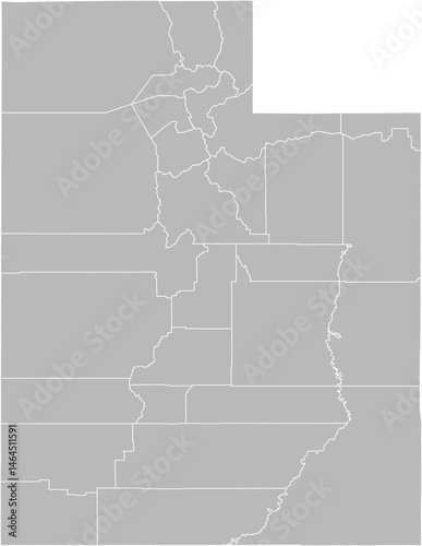 Utah vector map with county boundaries (Web Mercator projection, PPT-compatible & fully editable)
