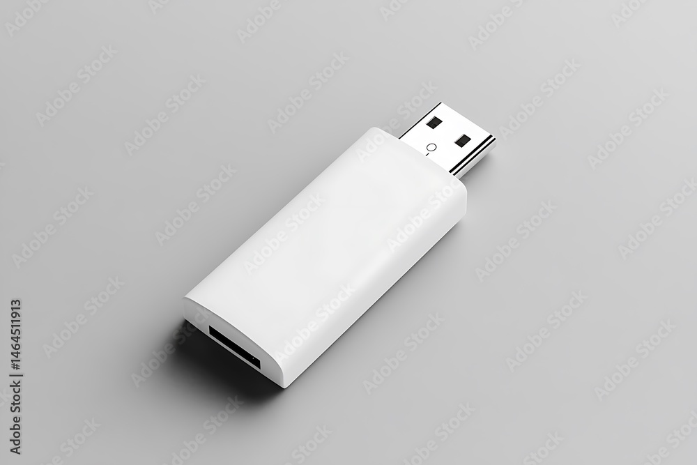 White USB Adapter Mockup on Gray Background for Technology Design White USB Adapter Mockup on Gray Background for Technology Design