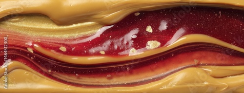 Rich and Creamy Swirls of Peanut Butter and Jelly Blended Together for a Delicious Gourmet Treat in a Stunning Abstract Art Style