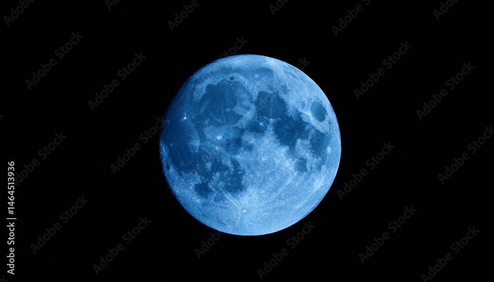 Fototapeta premium blue super moon isolated on black background