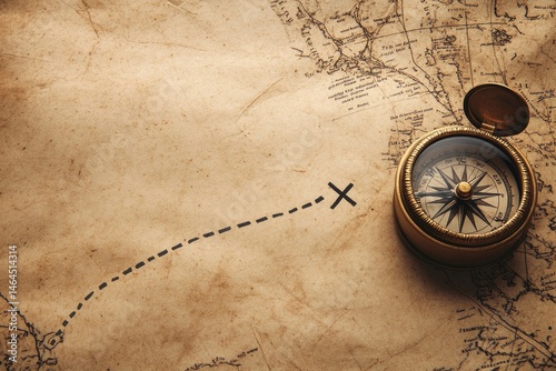 Vintage treasure map with compass