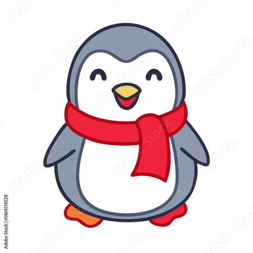 Smiling Penguin Scarf Icon Bird Winter Cold Animal Transparent Background