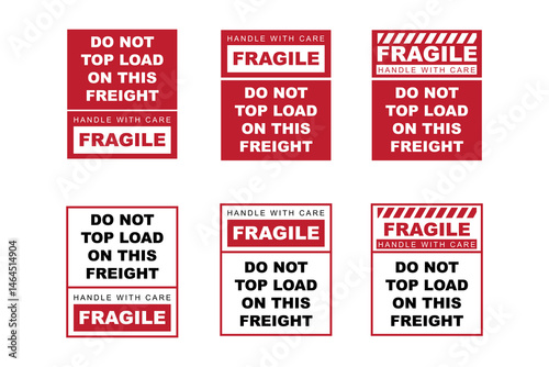 Fragile Shipping Labels with 'Do Not Top Load' Warning