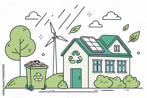 illustration of a house with a tree