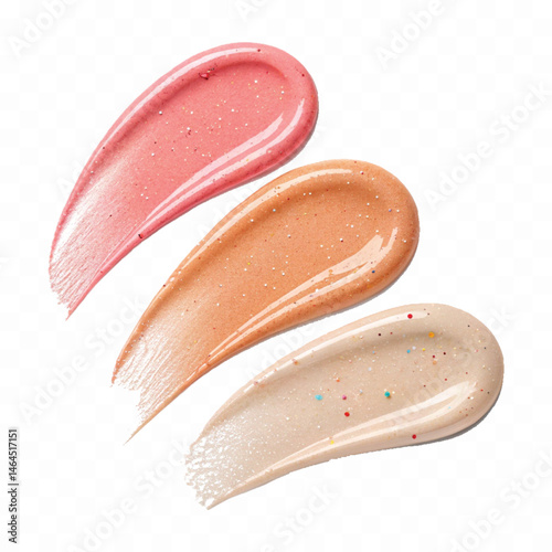 smooth glossy cosmetics swatches isolated on white background