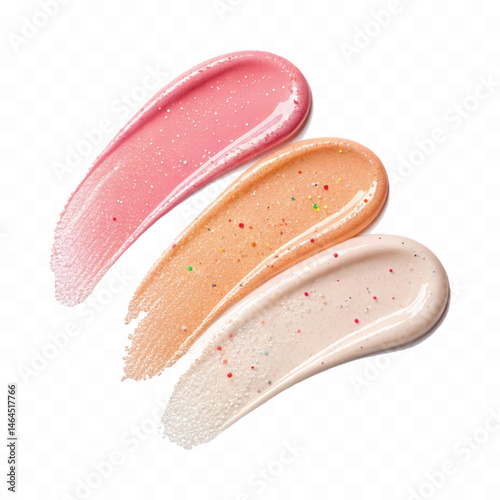 smooth glossy cosmetics swatches isolated on white background