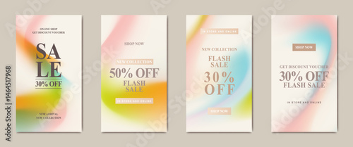 promotion web banner for social media mobile apps. Elegant sale and discount promo backgrounds with abstract gradient mesh. Email ad newsletter layouts
