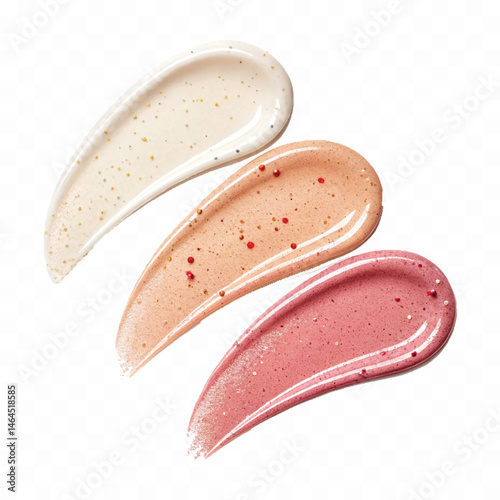 smooth glossy cosmetics swatches isolated on white background