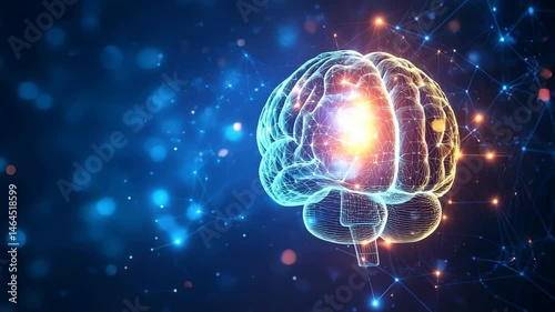 Wallpaper Mural Glowing neural network animation with dynamic light connections Torontodigital.ca