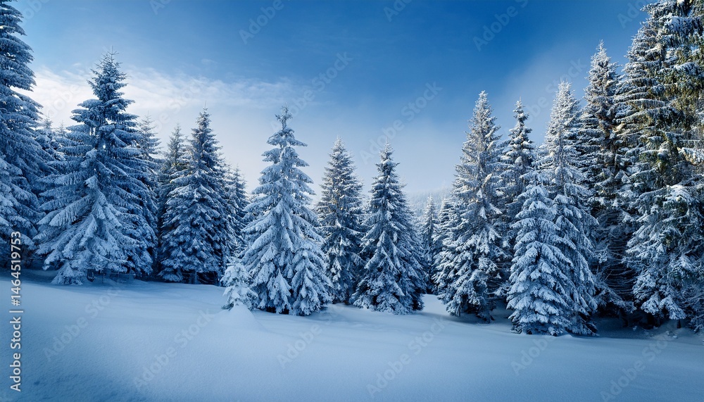 Fototapeta premium snowy evergreen trees winter landscape nature scene