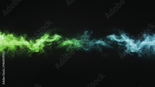 Abstract green blue smoke flow dynamic background texture