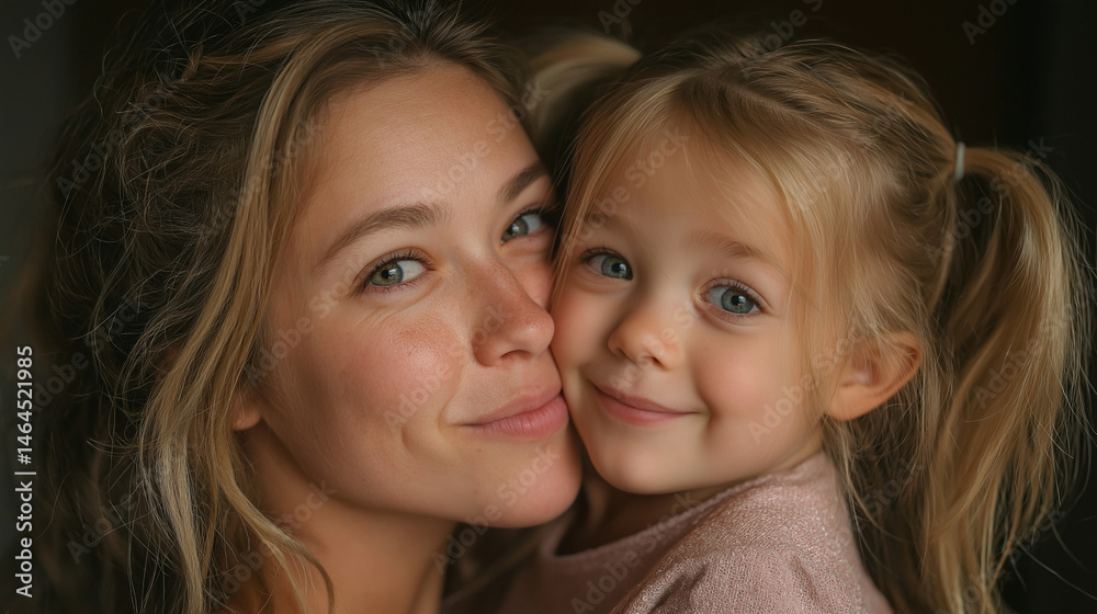 A loving mother with brown hair and blue eyes smiles at her baby in her arms, gazing at the camera. The simple background highlights this tender connection between mother and child. A loving mother with brown hair and blue eyes smiles at her baby in her arms, gazing at the camera. The simple background highlights this tender connection between mother and child.