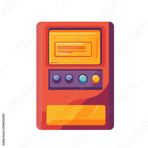 2D flat ATM Machine vector illustration, isolated on a white background.