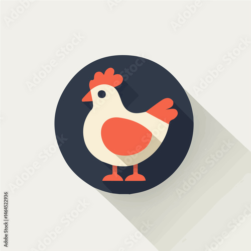 2D flat Chicken vector illustration, isolated on a white background.