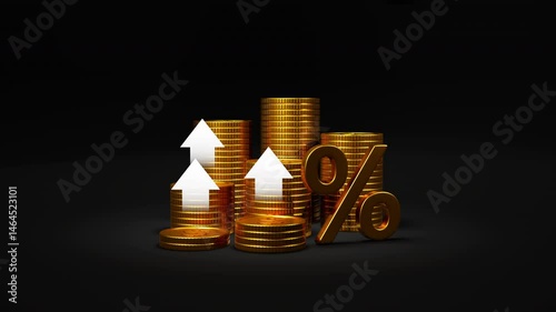 Market Profit Increase – Golden Coins and Percent Rise Animation