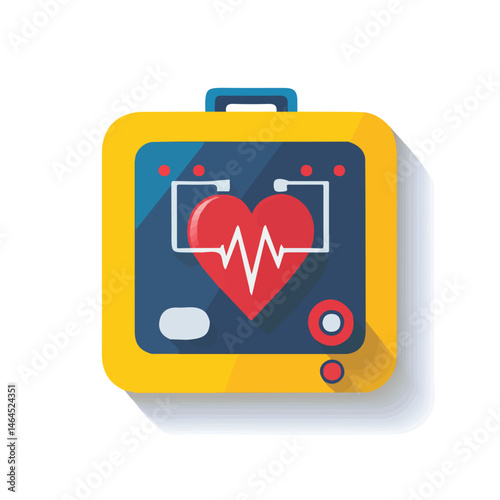 2D flat Defibrillator vector illustration, isolated on a white background.