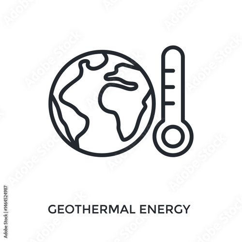 Geothermal Energy Icon Outline Style. Vector Illustration For Graphic Design