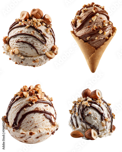 Hazelnut Ice Cream Scoop, Chocolate Ribbons
