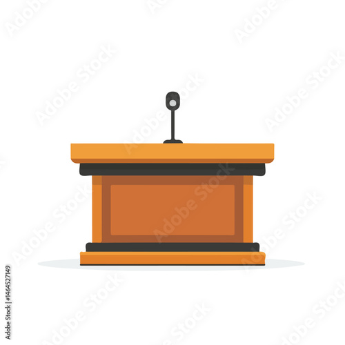2D flat Lecture Podium vector illustration, isolated on a white background.