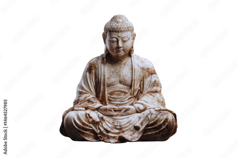 Obraz premium Serene Buddha Statue Meditative Pose Marble Sculpture Asian Art