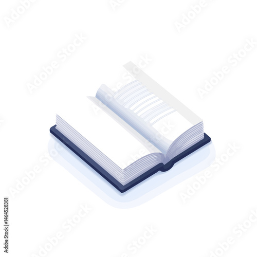 2D flat vector illustration of Open Book, isolated on a white background.