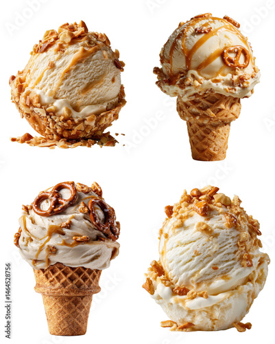 Salted Caramel Ice Cream Scoop, Pretzel Topping