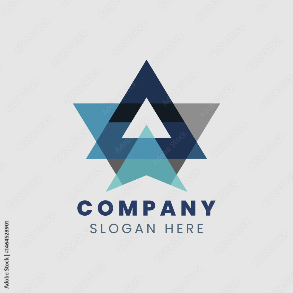 Abstract Geometric Star Logo Design for Company Branding Modern Blue Grey Triangles Abstract Geometric Star Logo Design for Company Branding Modern Blue Grey Triangles