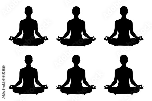 Yoga meditation poses silhouette zen mindfulness art