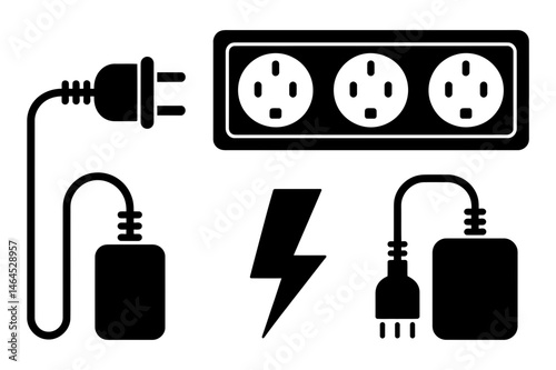 Electrical outlets plugs and power adapters vector