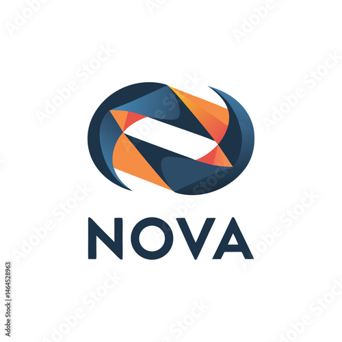 Abstract Modern Logo Design with Intertwined Shapes and Nova Text