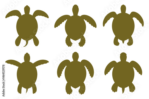 Sea turtle silhouettes ocean life marine animals
