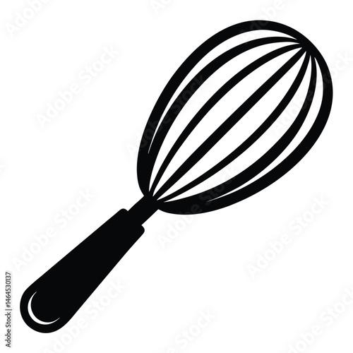 The black wire whisk is shown as a simplistic minimalistic icon over white