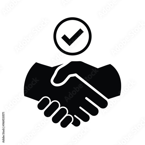 Handshake vector illustration, business icon, partnership symbol, agreement icon, deal symbol, hand shake silhouette, corporate vector, trust symbol, unity icon