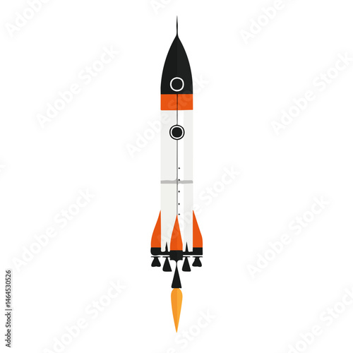 2D flat vector illustration of Rocket Launch, isolated on a white background.