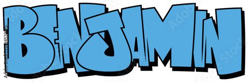 BENJAMIN Graffiti NAME - Street Art Urban Wall TAG Lettering Clipart - Layered EPS Vector Download for T-shirt, Sticker, Logo, Print, Cut, Sew