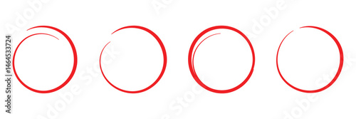 Hand drawn red circle highlight icon. Doodle vector on white background. Perfect for marking, annotating, or drawing attention to key areas in designs, presentations, or documents. Red circle icon