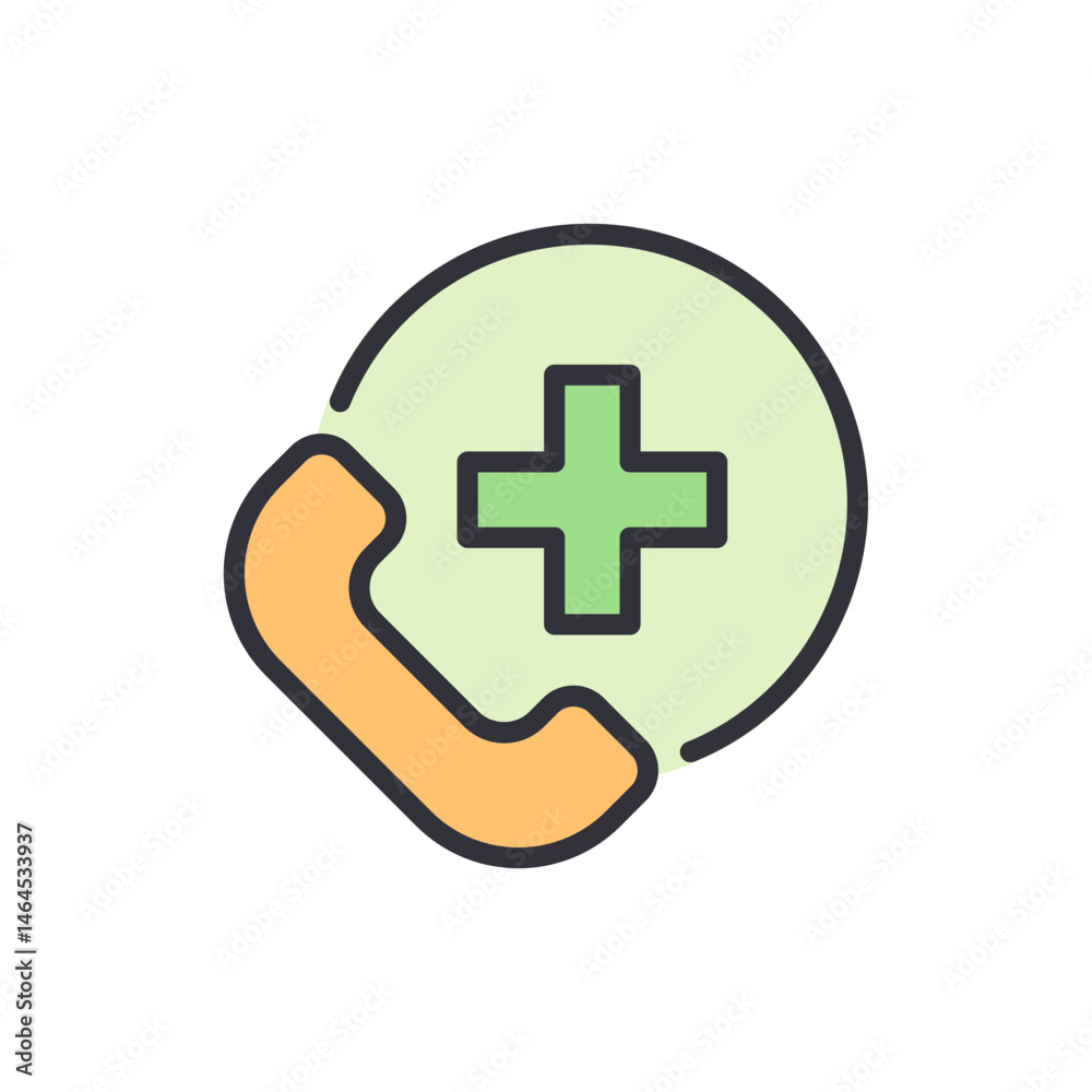 Fototapeta premium Emergency medical support hotline vector illustration on black backdrop