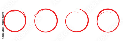 Hand drawn red circle highlight icon. Doodle vector on white background. Perfect for marking, annotating, or drawing attention to key areas in designs, presentations, or documents. Red circle icon