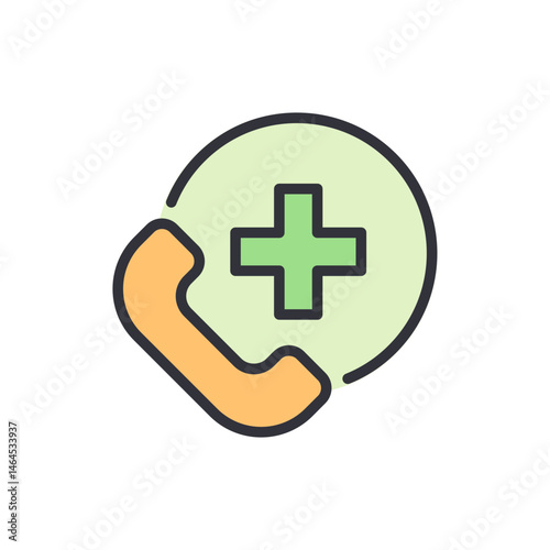 Emergency medical support hotline vector illustration on black backdrop