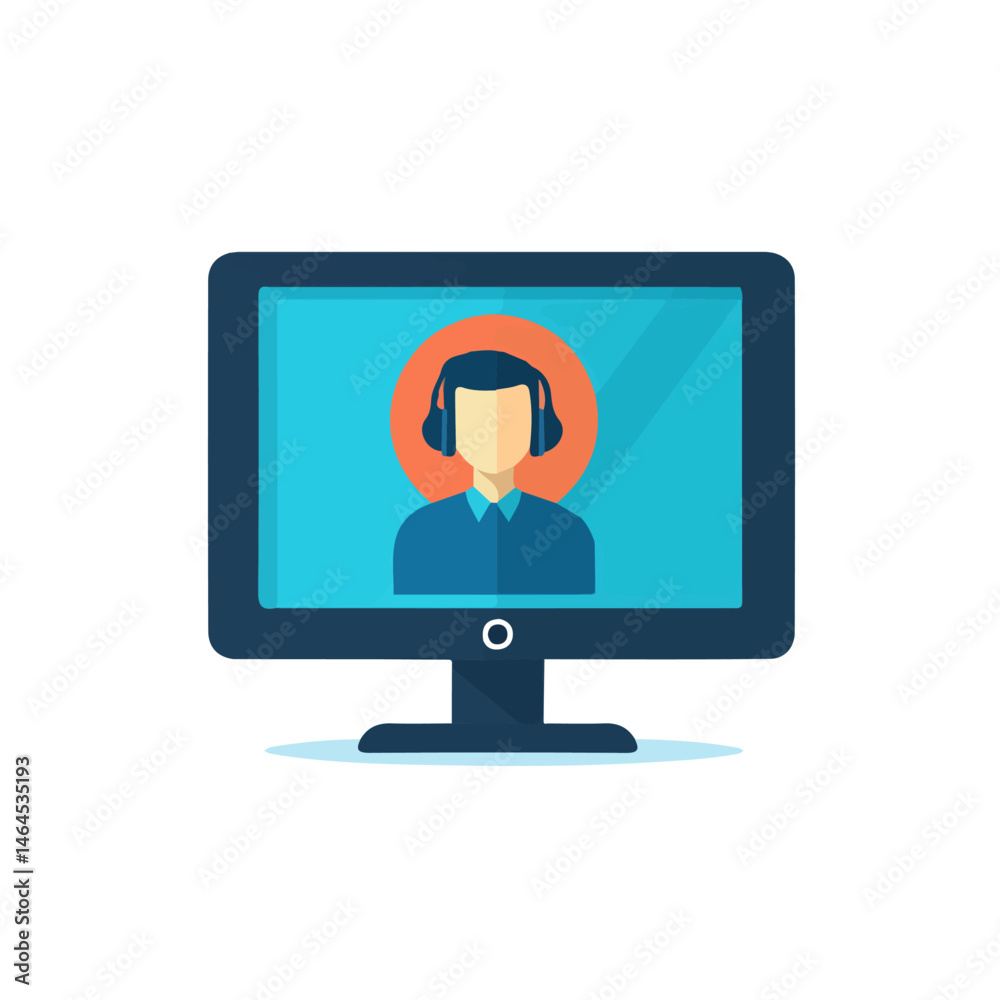 2D flat Video Conference vector illustration, isolated on a white background. 2D flat Video Conference vector illustration, isolated on a white background.