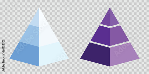 Colored triangular pyramid. Multi layered triangular pyramid chart with colored segments, ideal for representing structured data like Maslow’s hierarchy of needs, sales funnels, or strategic processes