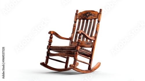 Vintage wooden rocking chair isolated on white background  