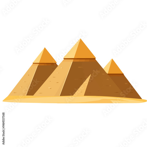 2D flat vector illustration of Pyramids Of Giza, isolated on a white background.