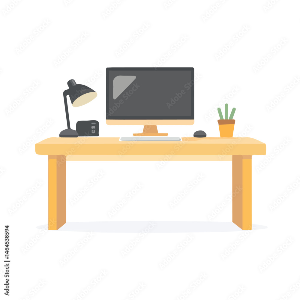 Office Desk 2D flat vector illustration, isolated on a white background. Office Desk 2D flat vector illustration, isolated on a white background.
