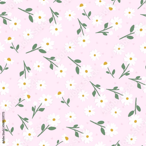 small daisies pattern design on pink background